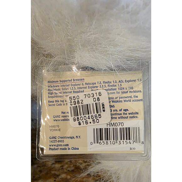 Ganz Webkinz YORKIE White & Pink Plush Stuffed Animal with Sealed CODE - Picture 5 of 6